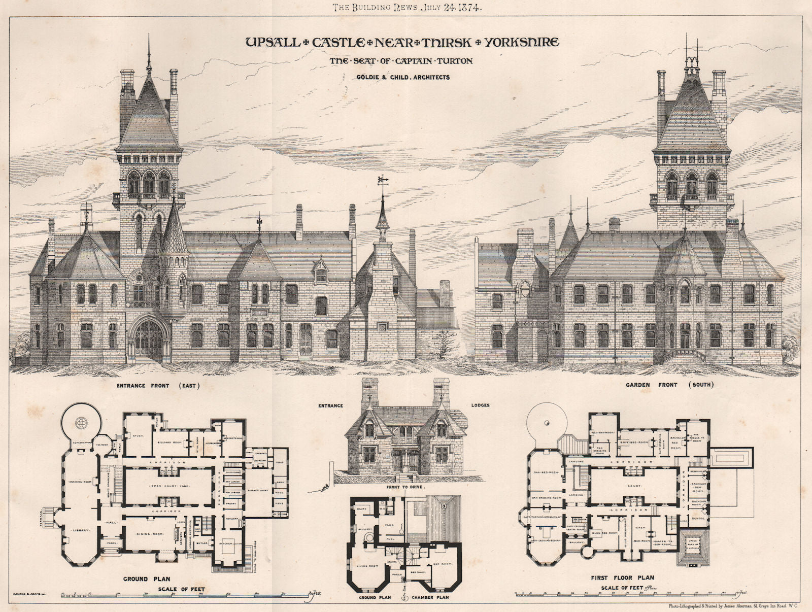 Upsall Castle, Thirsk, Yorkshire (Captain Turton); Goldie & Child Archts 1874
